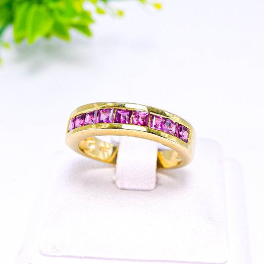 แหวนเงินแท้ 925 ฝังพลอย โรโดไลท์ (Rhodolite)