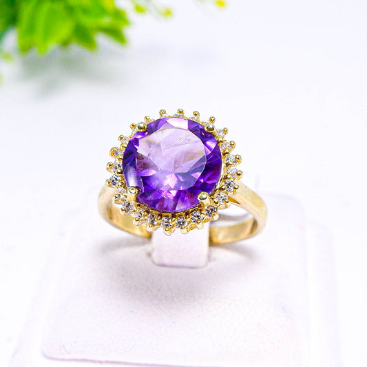 แหวนเงินแท้ 925 ฝังพลอย อเมทิส (Amethyst) + เซอร์คอน (Zircon)