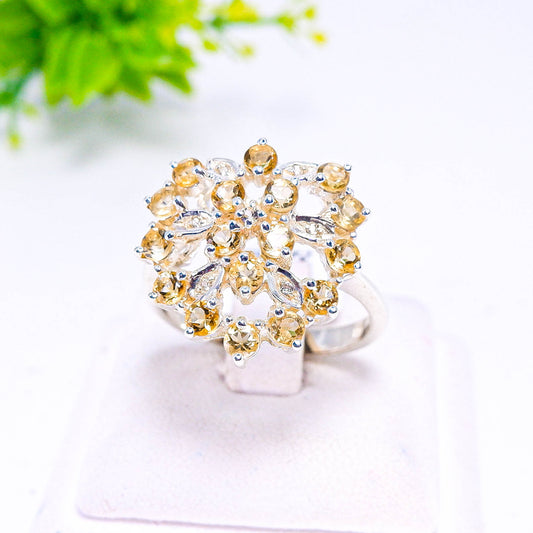 แหวนเงินแท้ 925 ฝังพลอย ซิทริน (Citrine) + ไวท์โทพาส (whitetopaz)