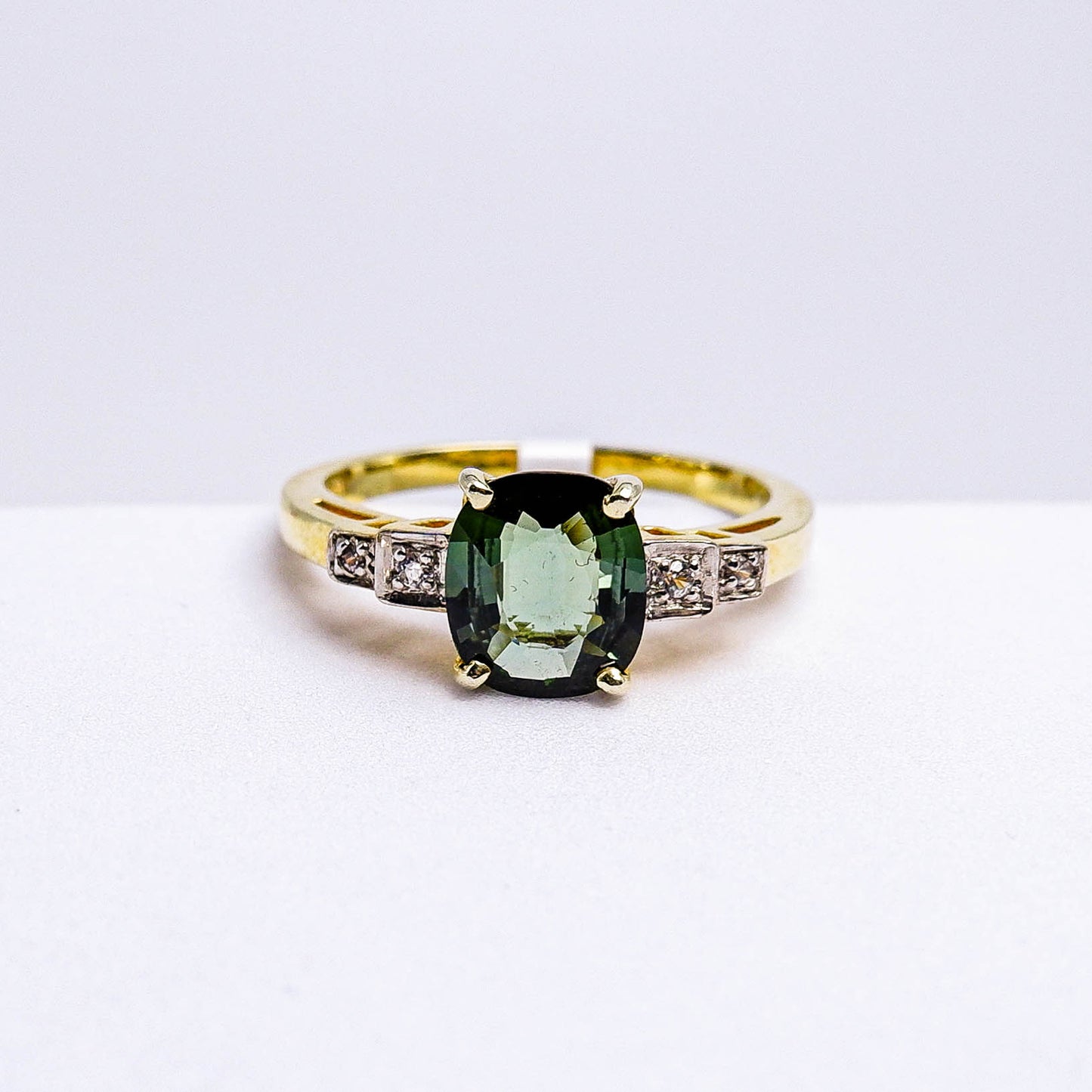 แหวนเงินแท้ 925 ฝังพลอย ทัวร์มาลีน (Tourmaline) + เซอร์คอน (Zircon)