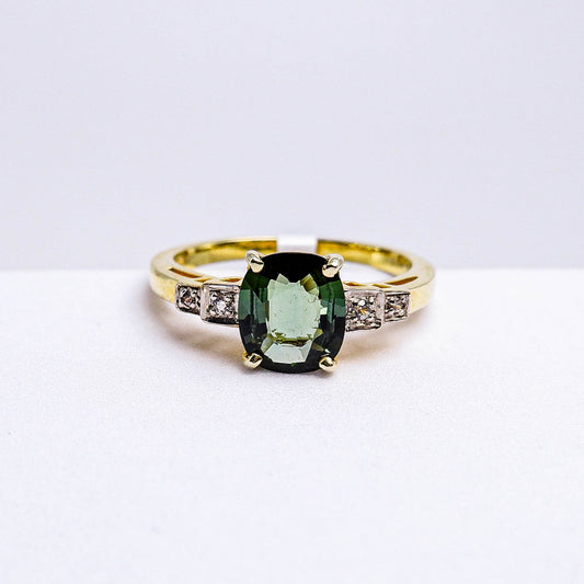 แหวนเงินแท้ 925 ฝังพลอย ทัวร์มาลีน (Tourmaline) + เซอร์คอน (Zircon)