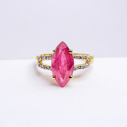 แหวนเงินแท้ 925 ฝังพลอย ทับทิมแทนซาเนีย (Tanzania Ruby) + เซอร์คอน (Zircon)