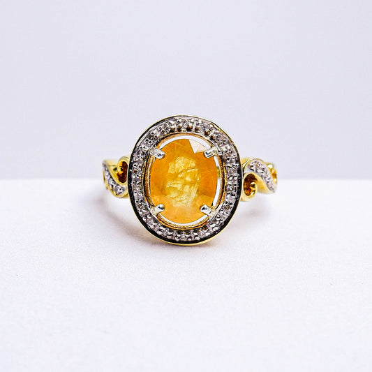 แหวนเงินแท้ 925 ฝังพลอย แซฟไฟร์ (Sapphire) + เพชร (Natural Diamond)