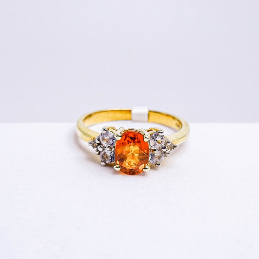 แหวนเงินแท้ 925 ฝังพลอย บุษราคัม (Yellow Sapphire) + เซอร์คอน (Zircon)