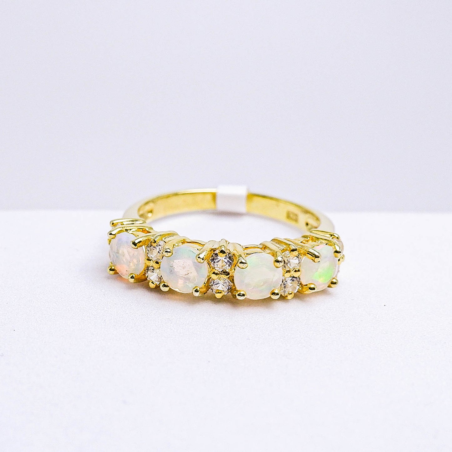 แหวนเงินแท้ 925 ฝังพลอย โอปอล (Opal) + เซอร์คอน (Zircon)