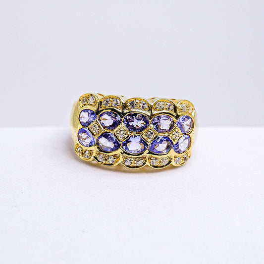 แหวนเงินแท้ 925 ฝังพลอย แทนซาไนท์ (Tanzanite) + เซอร์คอน (Zircon)