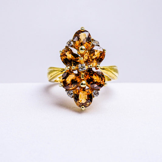 แหวนเงินแท้ 925 ฝังพลอย เพทายดิบ (Unheated Zircon) + เซอร์คอน (Zircon)