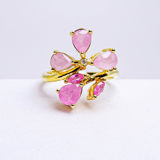 แหวนเงินแท้ 925 ฝังพลอย ทับทิมเวียดนาม (Vietnamese Ruby) + เซอร์คอน (Zircon)