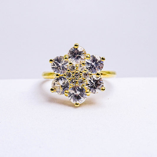 แหวนเงินแท้ 925 ฝังพลอย เพทายขาว (White Zircon) + เซอร์คอน (Zircon)