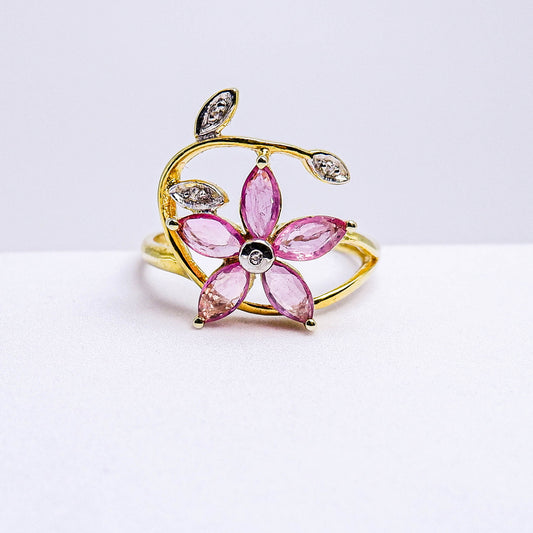 แหวนเงินแท้ 925 ฝังพลอย ทับทิมไทย (Siam Ruby) +  เซอร์คอน (Zircon)