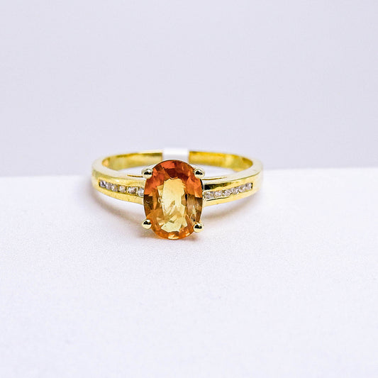 แหวนเงินแท้ 925 ฝังพลอย บุษราคัม (Yellow Sapphire) + เซอร์คอน (Zircon)