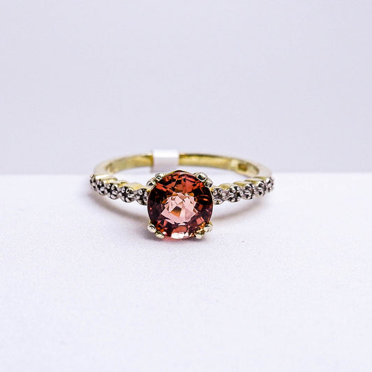 แหวนเงินแท้ 925 ฝังพลอย ทัวร์มาลีน (Tourmaline) + ไวท์โทพาส (whitetopaz)