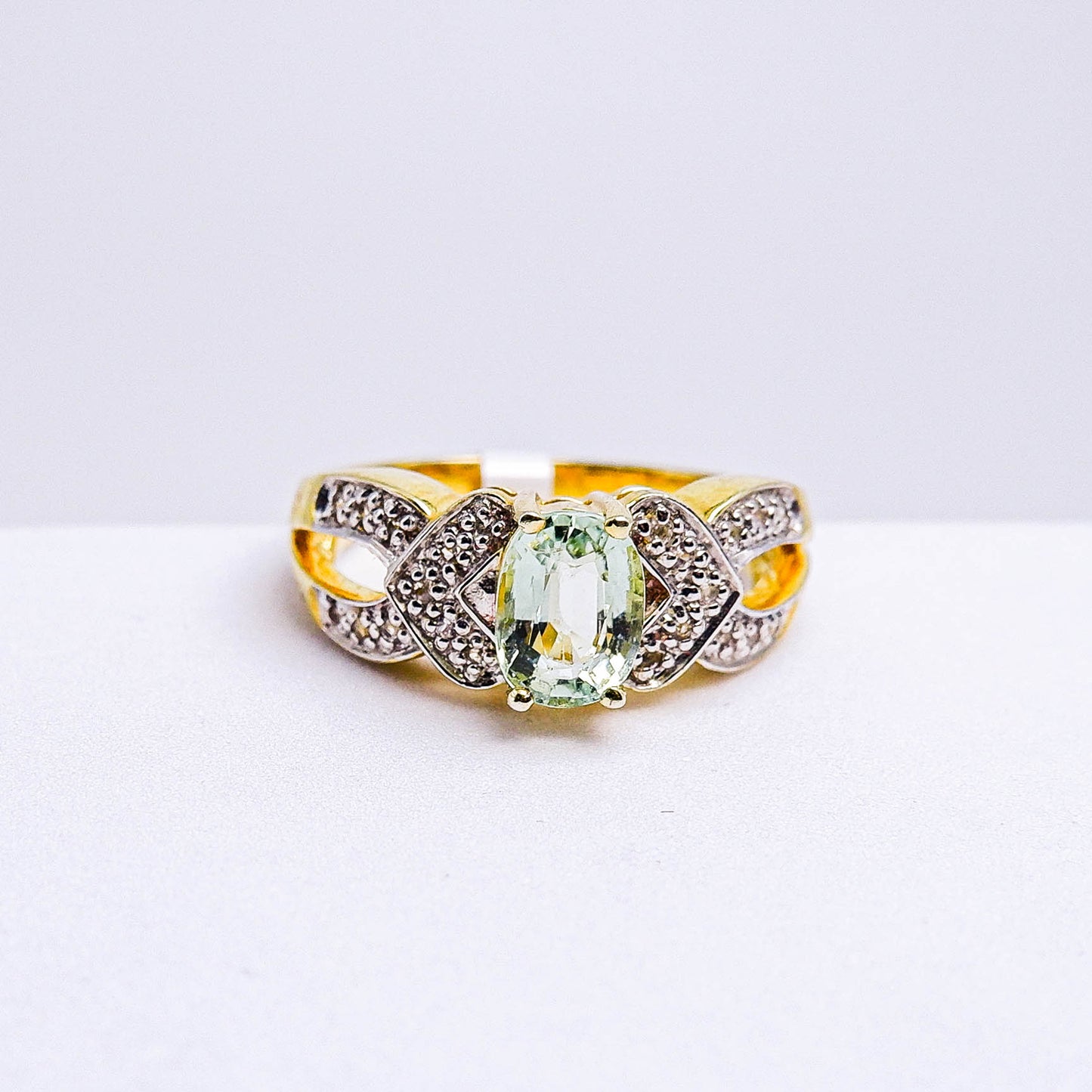 แหวนเงินแท้ 925 ฝังพลอย ทัวร์มาลีน (Tourmaline) + ไวท์โทพาส (whitetopaz)