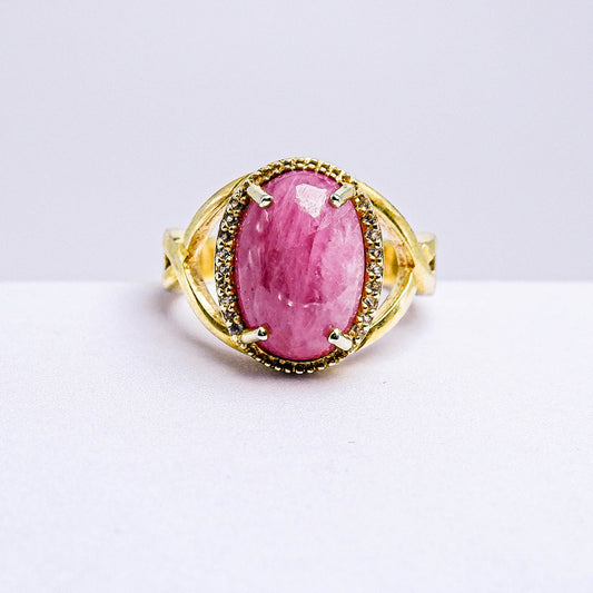 แหวนเงินแท้ 925 ฝังพลอย ทับทิมอาฟ (African Ruby) + ไวท์โทพาส (whitetopaz)