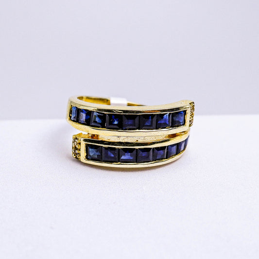 แหวนเงินแท้ 925 ฝังพลอย ไพลิน (Blue Sapphire) + ไวท์โทพาส (whitetopaz)