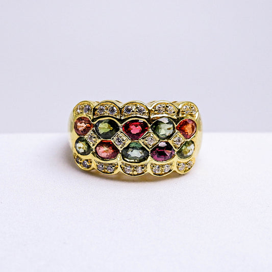 แหวนเงินแท้ 925 ฝังพลอย เขียวส่อง(green Sapphire)+เซอร์คอน(Zircon)+แซฟไฟร์แทนซาเนีย