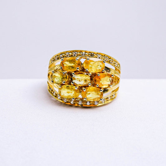 แหวนเงินแท้ 925 ฝังพลอย บุษราคัม (Yellow Sapphire) + เซอร์คอน (Zircon)