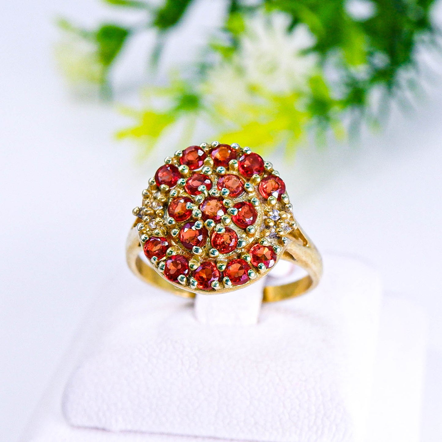 แหวนเงินแท้ 925 ฝังพลอย เรดแซฟไฟร์ (Red Sapphire) + ไวท์โทพาส (whitetopaz)