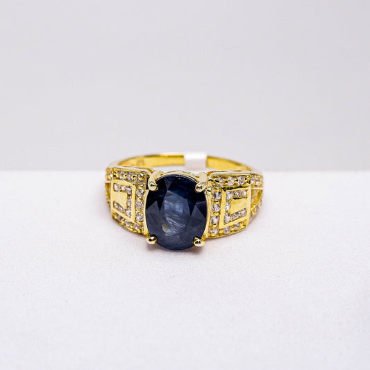 แหวนเงินแท้ 925 ฝังพลอย ไพลิน (Blue Sapphire) + เซอร์คอน (Zircon)