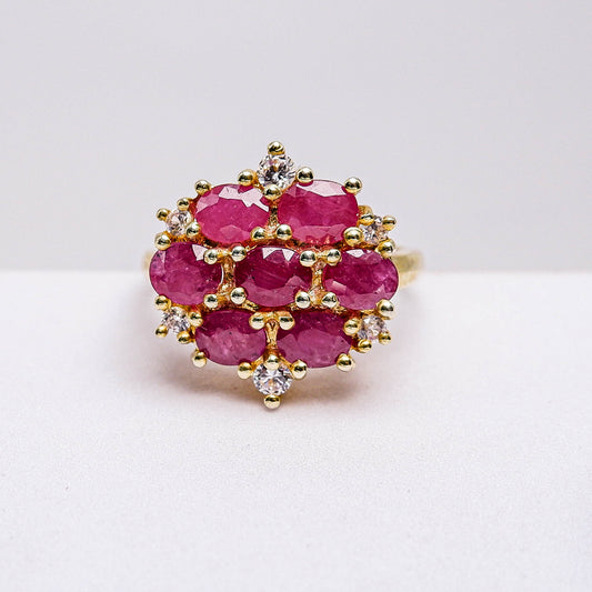 แหวนเงินแท้ 925 ฝังพลอย ทับทิมมาดา (Madagascar Ruby) + เซอร์คอน (Zircon)