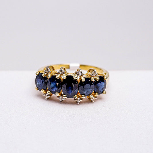 แหวนเงินแท้ 925 ฝังพลอย ไพลิน (Blue Sapphire) + เซอร์คอน (Zircon)