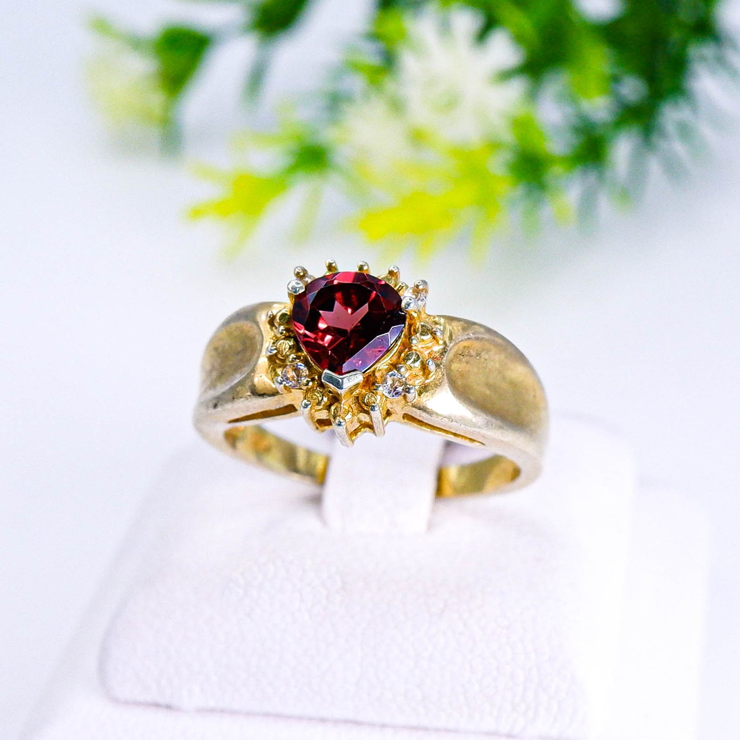 แหวนเงินแท้ 925 ฝังพลอย โกเมน (Garnet) + โทพาส (Topaz)