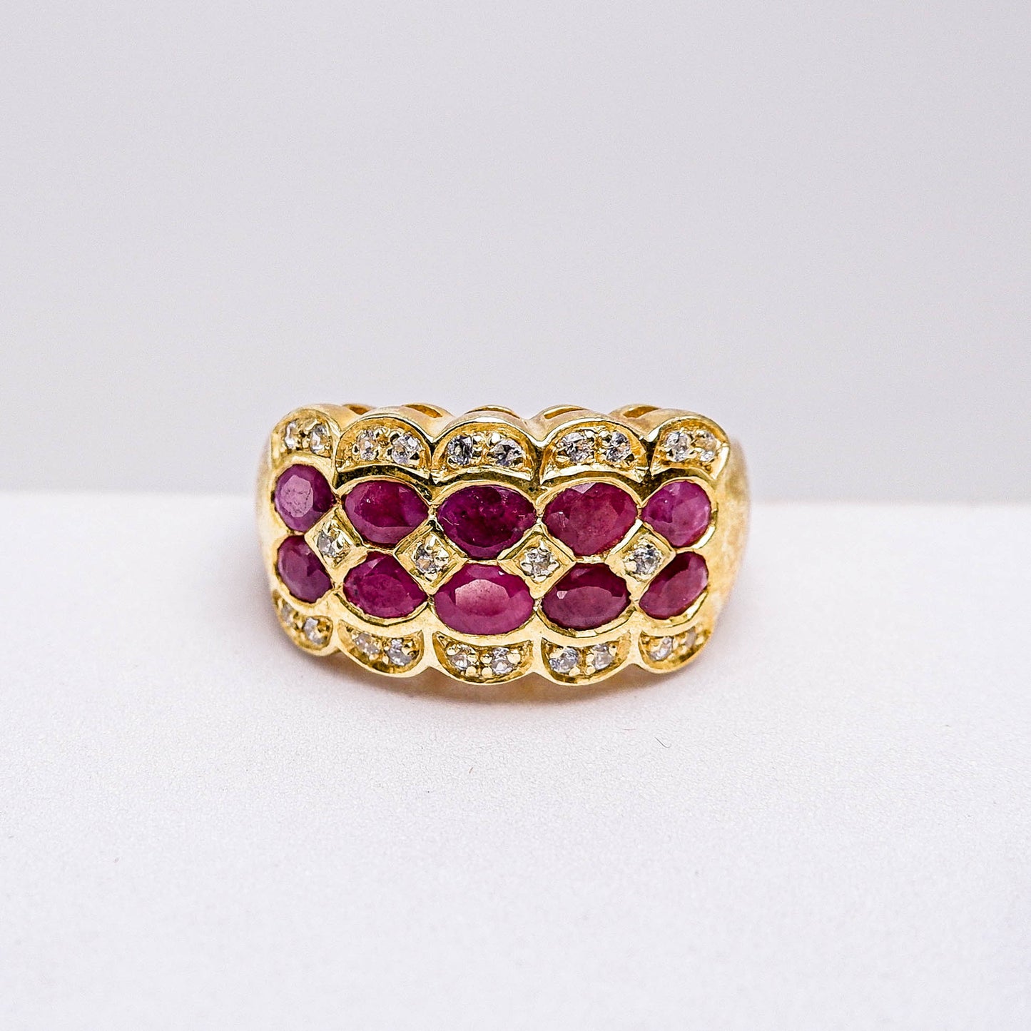 แหวนเงินแท้ 925 ฝังพลอย ทับทิม (Ruby) + เซอร์คอน (Zircon)