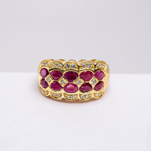แหวนเงินแท้ 925 ฝังพลอย ทับทิม (Ruby) + เซอร์คอน (Zircon)