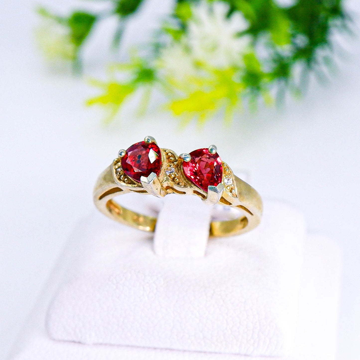 แหวนเงินแท้ 925 ฝังพลอย แทนซาเนียรูบี้ (Tanzania Ruby) + โทพาส (Topaz)