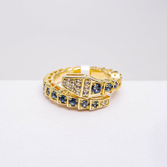 แหวนเงินแท้ 925 ฝังพลอย ไพลิน (Blue Sapphire) + ไวท์โทพาส (whitetopaz)