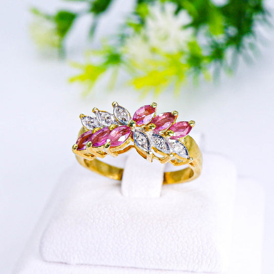 แหวนเงินแท้ 925 ฝังพลอย  ทับทิมไทย (Siam Ruby) + เซอร์คอน (Zircon)