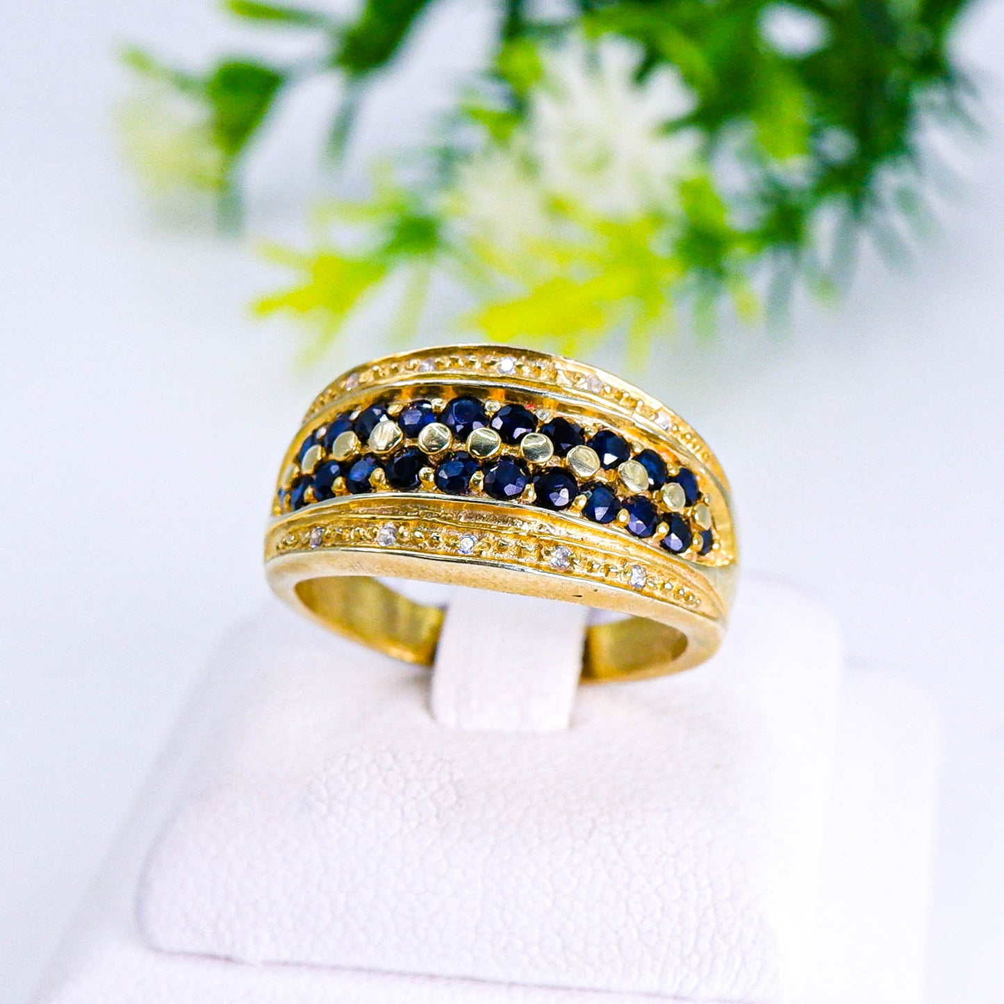 แหวนเงินแท้ 925 ฝังพลอย ไพลิน (Blue Sapphire) + เซอร์คอน (Zircon)