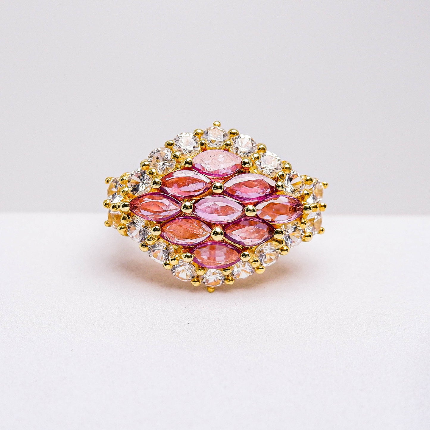 แหวนเงินแท้ 925 ฝังพลอย ทับทิมไทย (Ruby) + เซอร์คอน (Zircon)