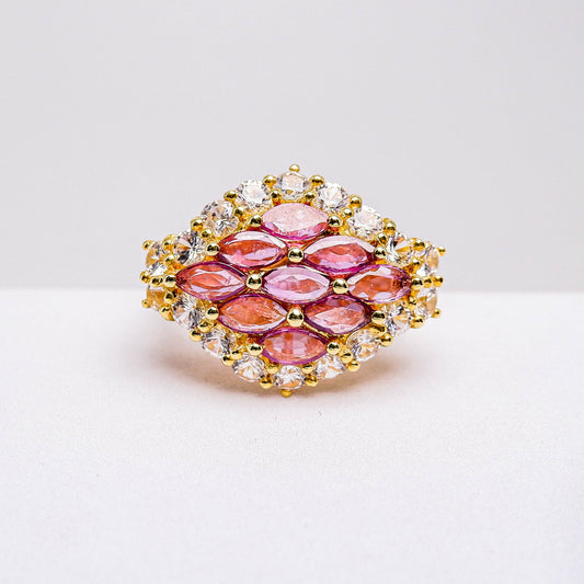 แหวนเงินแท้ 925 ฝังพลอย ทับทิมไทย (Ruby) + เซอร์คอน (Zircon)