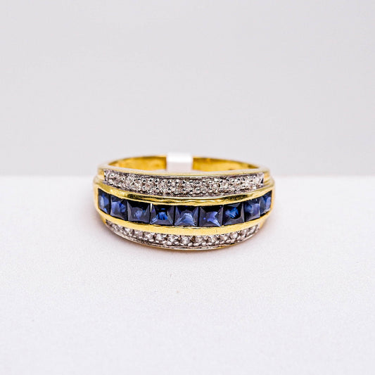 แหวนเงินแท้ 925 ฝังพลอย ไพลิน (Blue Sapphire) + เซอร์คอน (Zircon)