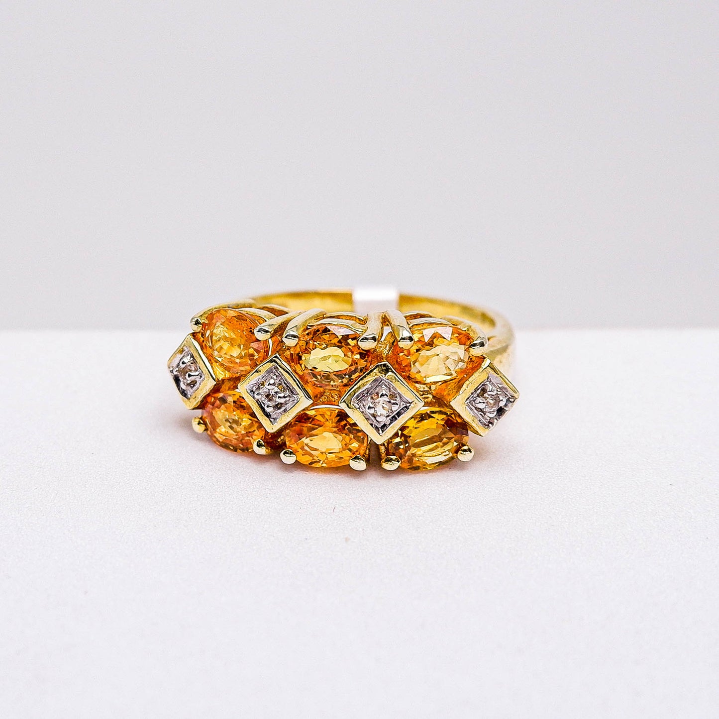 แหวนเงินแท้ 925 ฝังพลอย บุษราคัมบางกะจะ (Yellow Sapphire) + เซอร์คอน (Zircon)