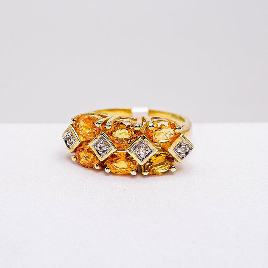 แหวนเงินแท้ 925 ฝังพลอย บุษราคัมบางกะจะ (Yellow Sapphire) + เซอร์คอน (Zircon)