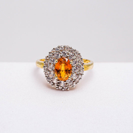แหวนเงินแท้ 925 ฝังพลอย บุษราคัม (Yellow Sapphire) + เซอร์คอน (Zircon)