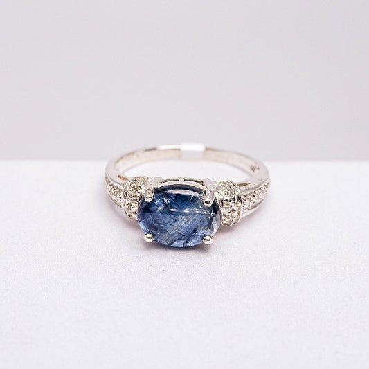 แหวนเงินแท้ 925 ฝังพลอย ไพลิน (Blue Sapphire) + เซอร์คอน (Zircon)