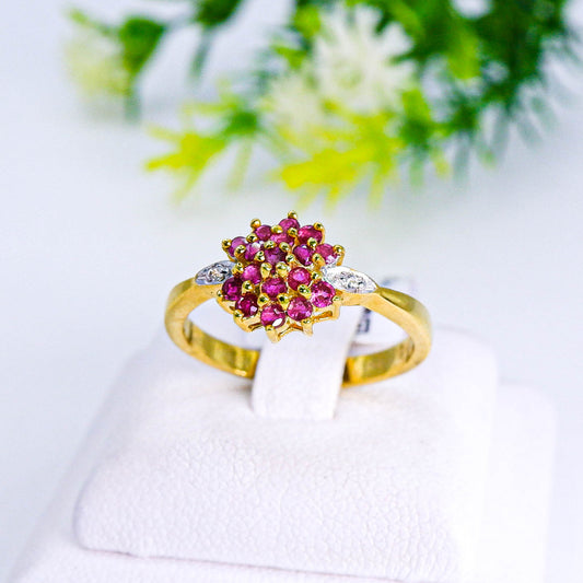แหวนเงินแท้ 925 ฝังพลอย ทับทิมไทย (Siam Ruby) + เซอร์คอน (Zircon)