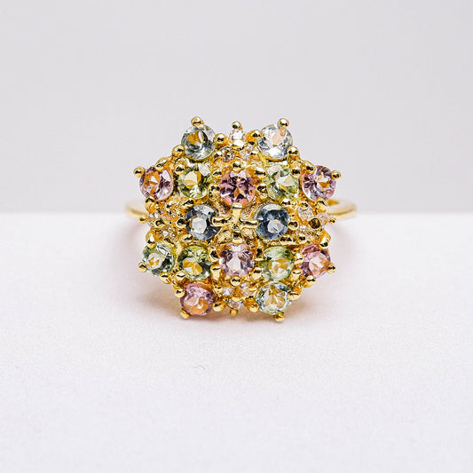 แหวนเงินแท้ 925 ฝังพลอย ทัวร์มาลีน (Tourmaline) + เซอร์คอน (Zircon)