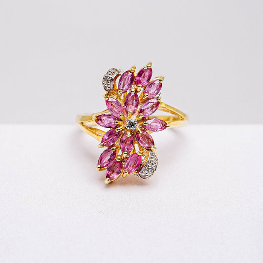 แหวนเงินแท้ 925 ฝังพลอย ทับทิมไทย (Siam Ruby) + เซอร์คอน (Zircon)