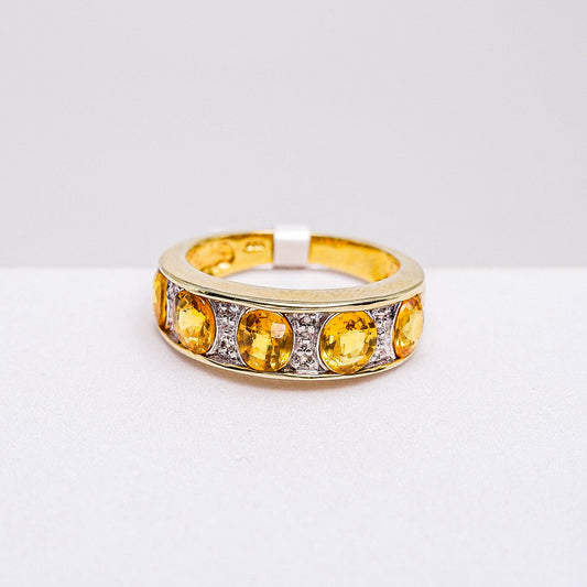 แหวนเงินแท้ 925 ฝังพลอย บุษราคัม (Yellow Sapphire) + เซอร์คอน (Zircon)