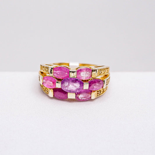 แหวนเงินแท้ 925 ฝังพลอย ทับทิมเวียดนาม (Vietnamese Ruby) + ไวท์โทพาส (whitetopaz)