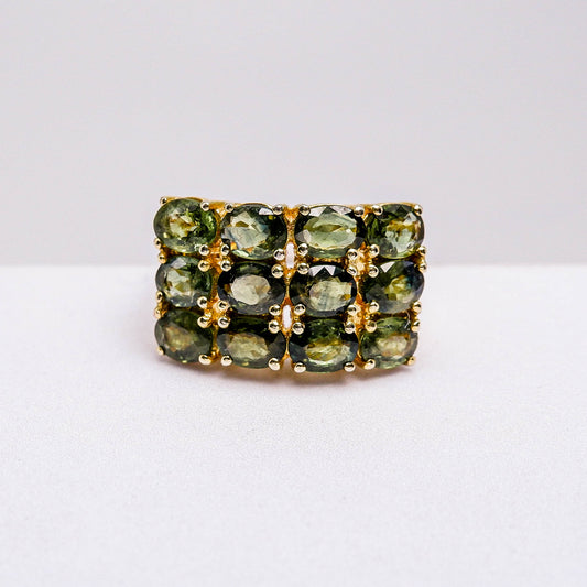 แหวนเงินแท้ 925 ฝังพลอย เขียวส่อง (greensapphire)