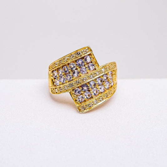 แหวนเงินแท้ 925 ฝังพลอย แทนซาไนท์ (Tanzanite) + ไวท์โทพาส (whitetopaz)