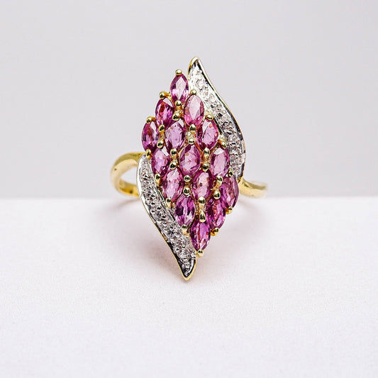 แหวนเงินแท้ 925 ฝังพลอย ทับทิมไทย (Siam Ruby) + เซอร์คอน (Zircon)