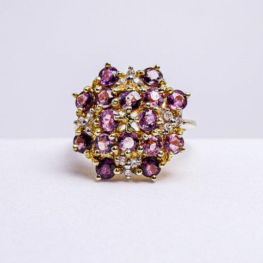 แหวนเงินแท้ 925 ฝังพลอย แซฟไฟร์ไทย (Thai Sapphire) + เซอร์คอน (Zircon)