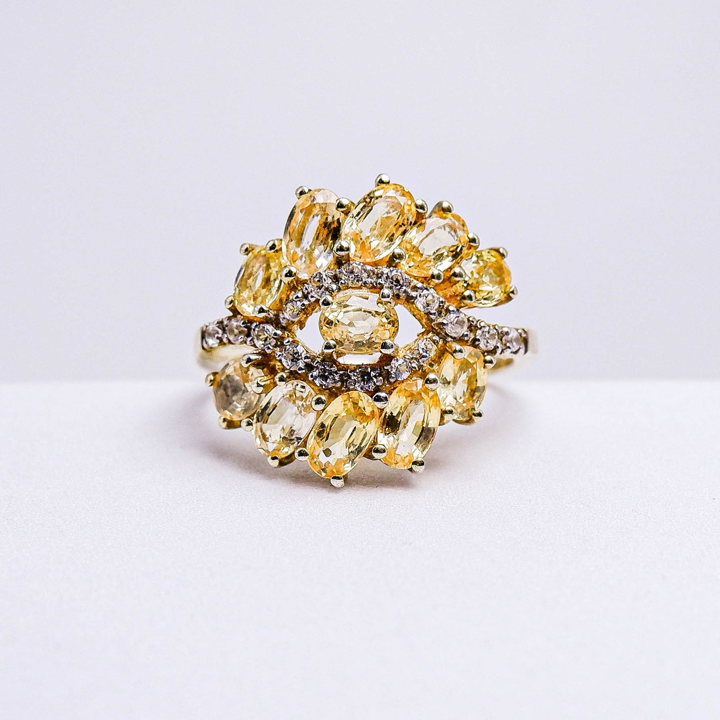แหวนเงินแท้ 925 ฝังพลอย แซฟไฟร์มาดา (Madagascar Sapphire) + เซอร์คอน (Zircon)