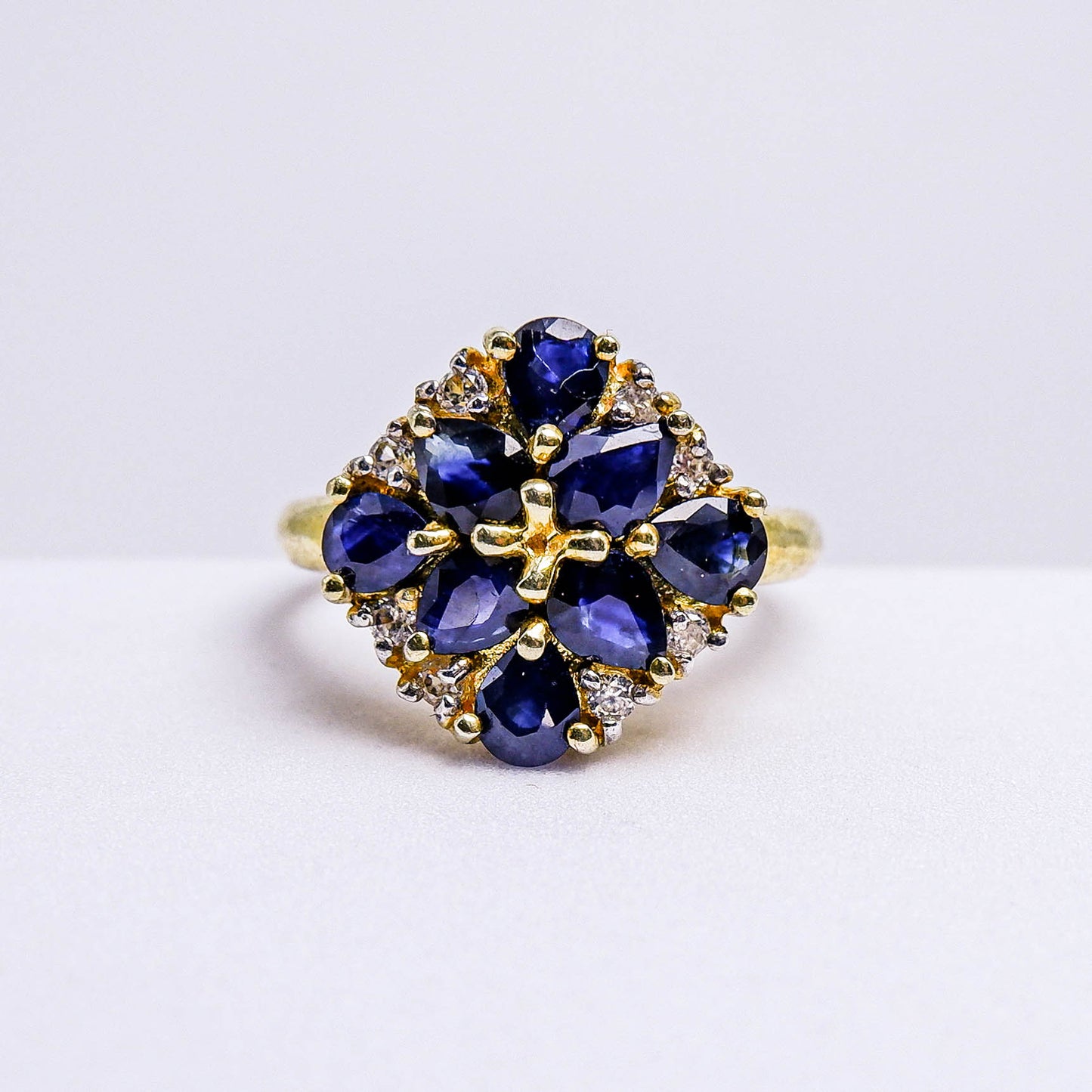 แหวนเงินแท้ 925 ฝังพลอย ไพลิน (Blue Sapphire) + เซอร์คอน (Zircon)